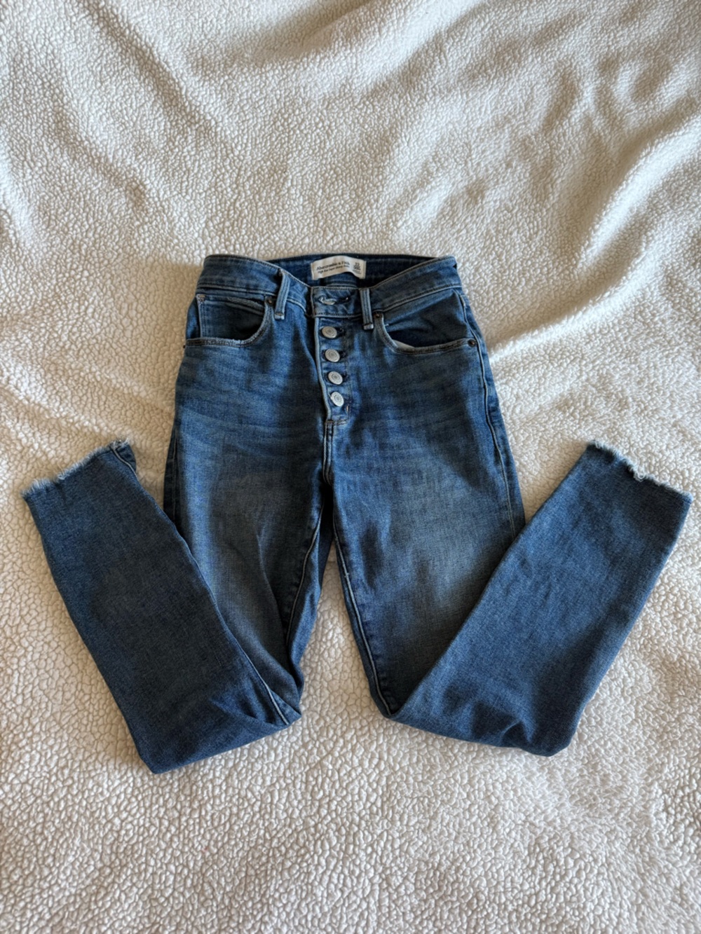 Size 23S Abercrombie & Fitch High-Rise Dark Blue Button-Fly Jeans